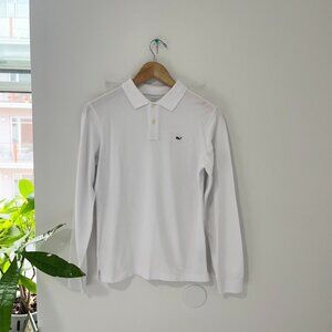 Vineyard Vines Boy's White Long Sleeve Polo Top Size Medium